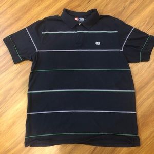 Mens Chaps Size large.  Navy blue with green, purple and white pin stripe.